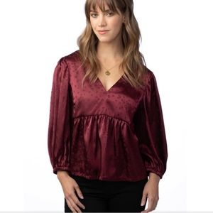 NWT CROSBY by Mollie Burch Eleanor top in Wine, size L